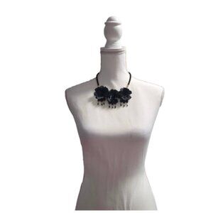 ANN TAYLOR VINTAGE Black Rose Choker w/ GOLD Accents GOTH